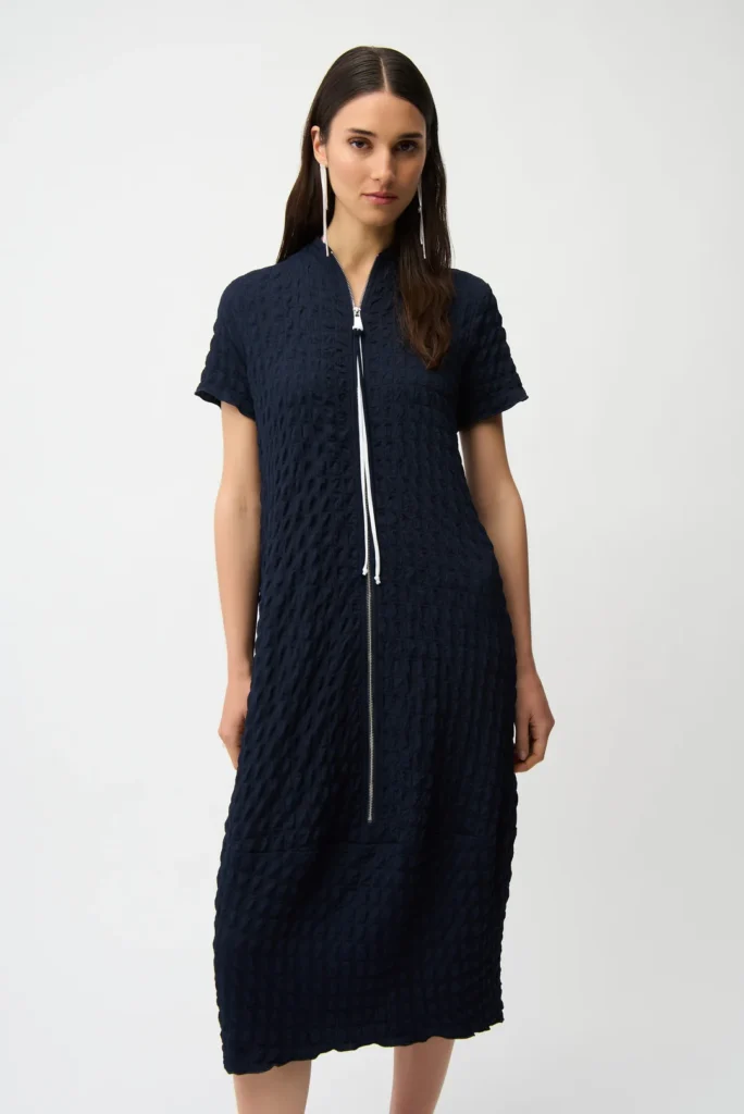 Joseph Ribkoff 261064 Textured Knit Dress With Front Zipper