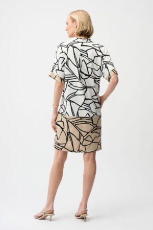 Joseph Ribkoff 261087 Vanilla Multi Abstract Print Shirt Dress (2)