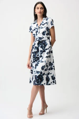 Joseph Ribkoff 261147 Floral Print Fit And Flare Shirt Dress (2)