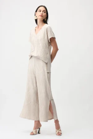 Joseph Ribkoff 261161 Pleated Satin Pull On Culotte Trousers (3)