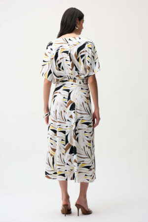 Joseph Ribkoff 261168 Tropical Print Trapeze Dress With Sash (5)