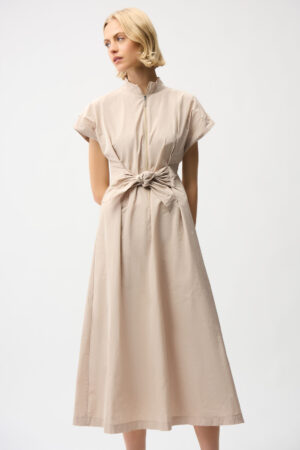 Joseph Ribkoff 261177 Parchment Fit & Flare Dress With Tie Waist (1)