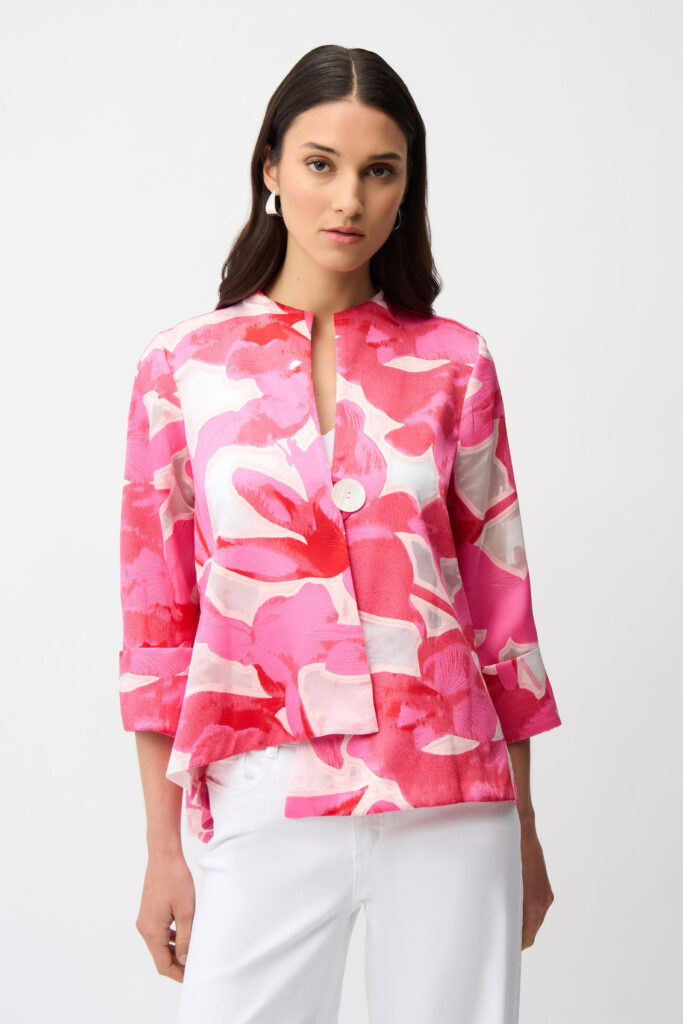 Joseph Ribkoff 261180 Pink/Multi Floral Print Swing Jacket