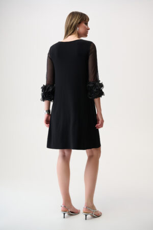 Joseph Ribkoff 261212 Black A Line Dress With Ruffled Trim (2)