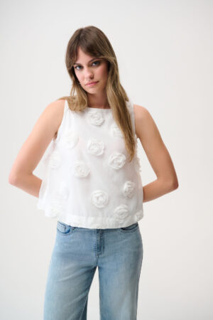 Joseph Ribkoff 261220 Sleeveless Top With 3D Floral Embroidery (1)