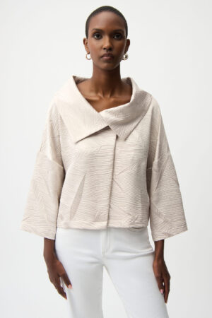 Joseph Ribkoff 261241 Pleated Satin Jacket With Overlay Collar (1)