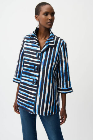 Joseph Ribkoff 261267 Jacquard Jacket With Shirred Collar (1)