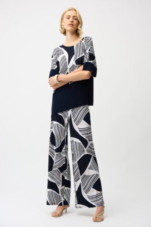 Joseph Ribkoff 261283 Silky Knit Geometric Print Asymmetrical Top (5)