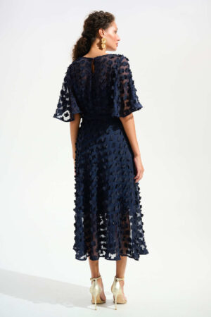 Joseph Ribkoff 261738 Fit & Flare 3D Embroidered Chiffon Dress (2)