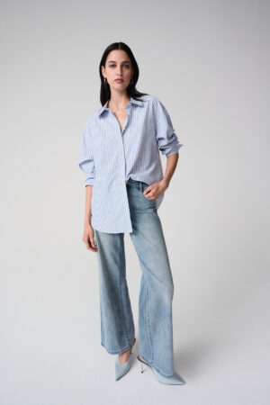 Joseph Ribkoff 261931 BlueVanilla Tencel Stripe Print Blouse (2)