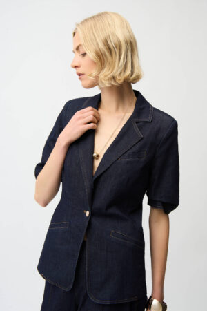 Joseph Ribkoff 261968 Denim Short Sleeve Fitted Blazer (1)