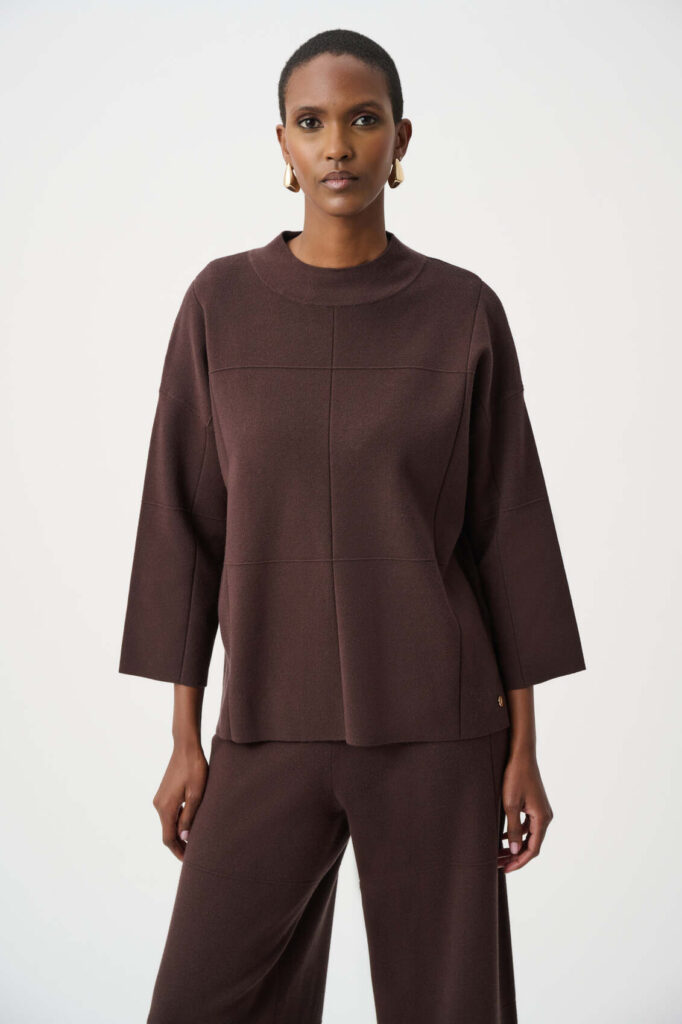 Joseph Ribkoff 261981 Mocha Straight Sweater With Mock Neck