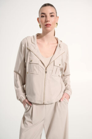 Joseph Ribkoff 262621 Moonstone Stretch Woven Hooded Jacket (1)
