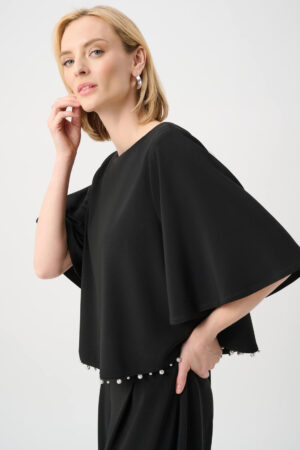 Joseph Ribkoff 263116 Silky Knit Flared Top With Pearl Detail (1)