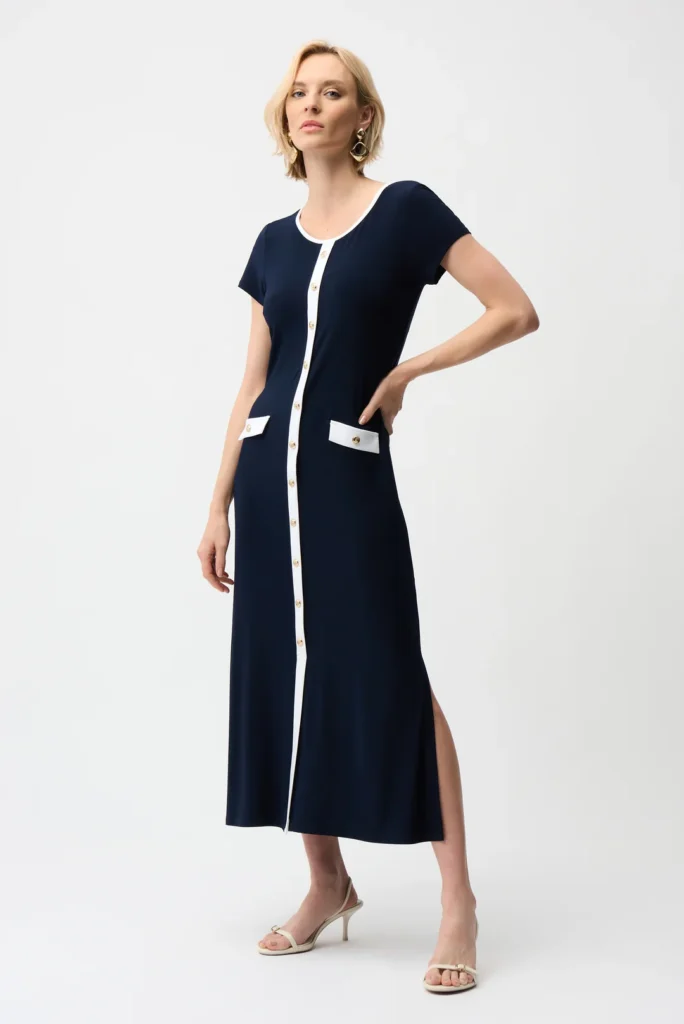 Joseph Ribkoff 261067 Color Block A-Line Midi Dress