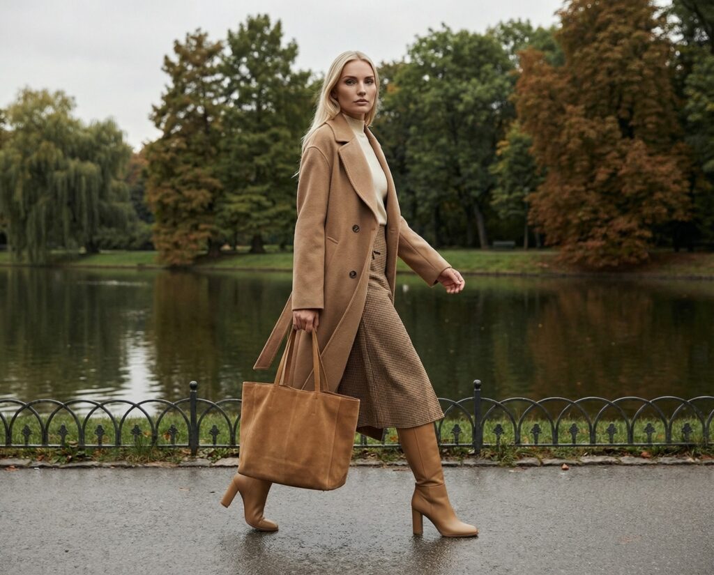 Allison 261TP Camel Wool Mix V-Neck Classic Coat
