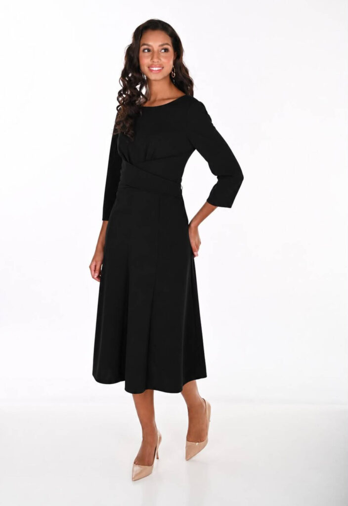Frank Lyman 264208 Black Fit & Flare Wrap Dress