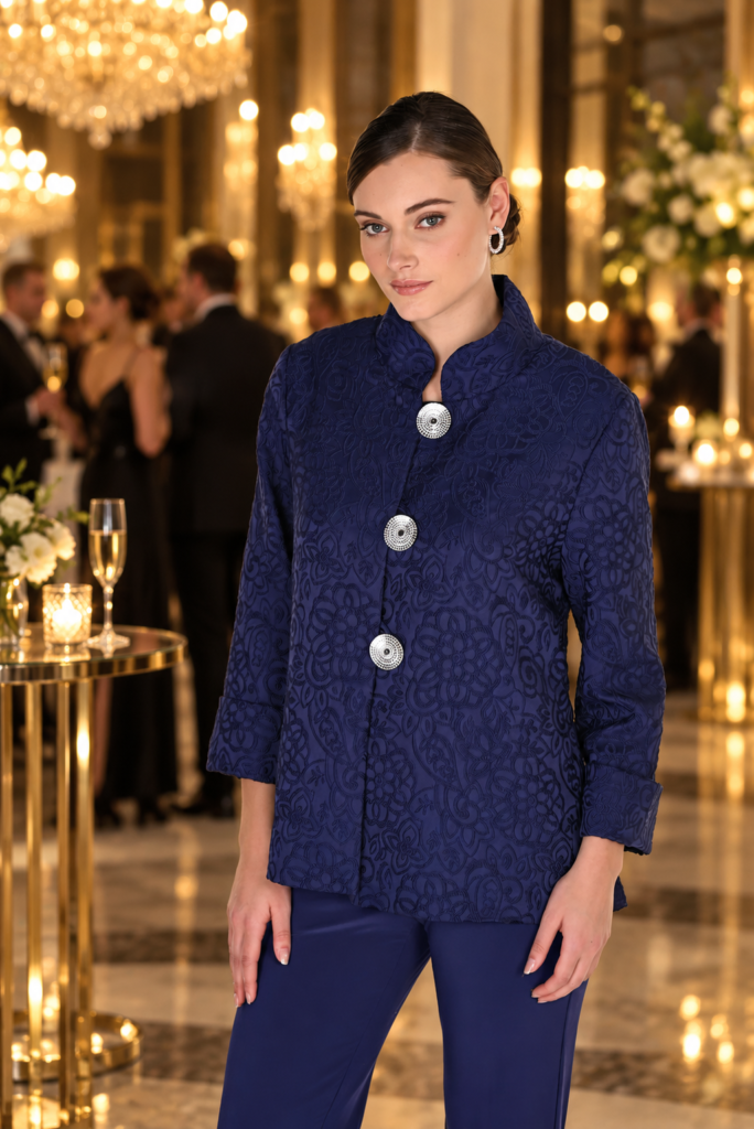Frank Lyman 269324 Pleated Jacket With Statement Buttons
