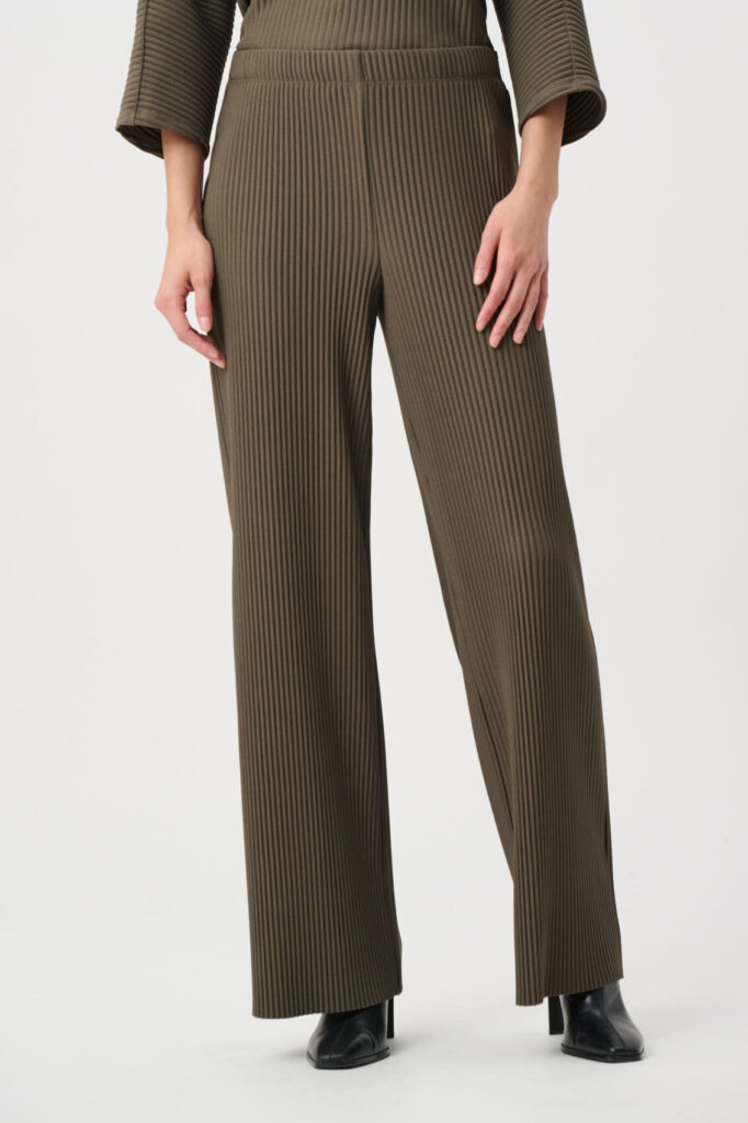 Joseph Ribkoff 254006 Avocado Pleated Wide Leg Trousers