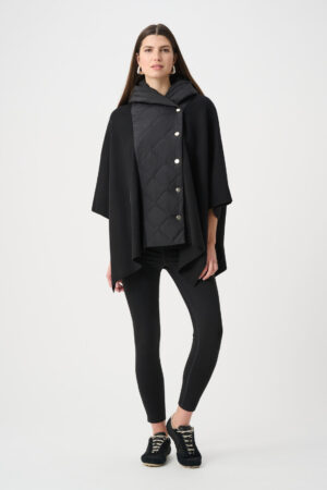 Joseph Ribkoff 263627 Black Sweater Knit Quilted Poncho Jacket (4)