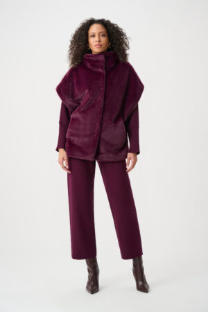 Joseph Ribkoff 263918 Elderberry Faux Fur Funnel Neck Vest (3)